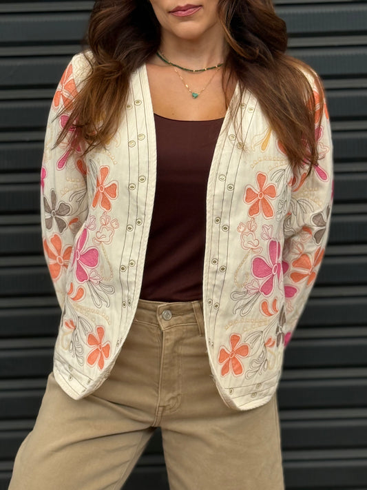 Chaqueta bordada flores