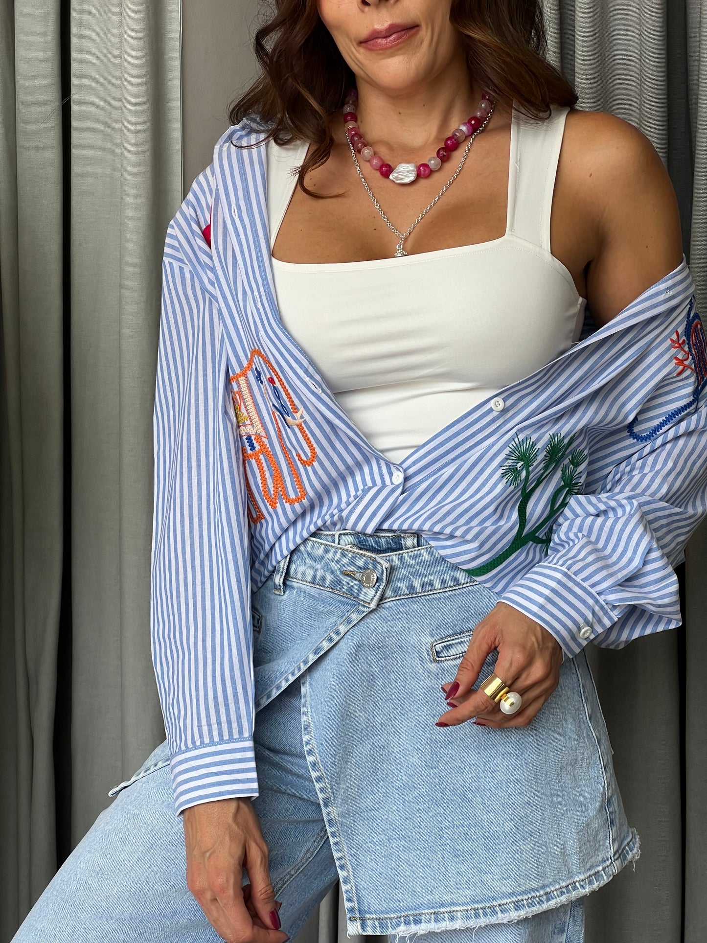 Blue stripes top