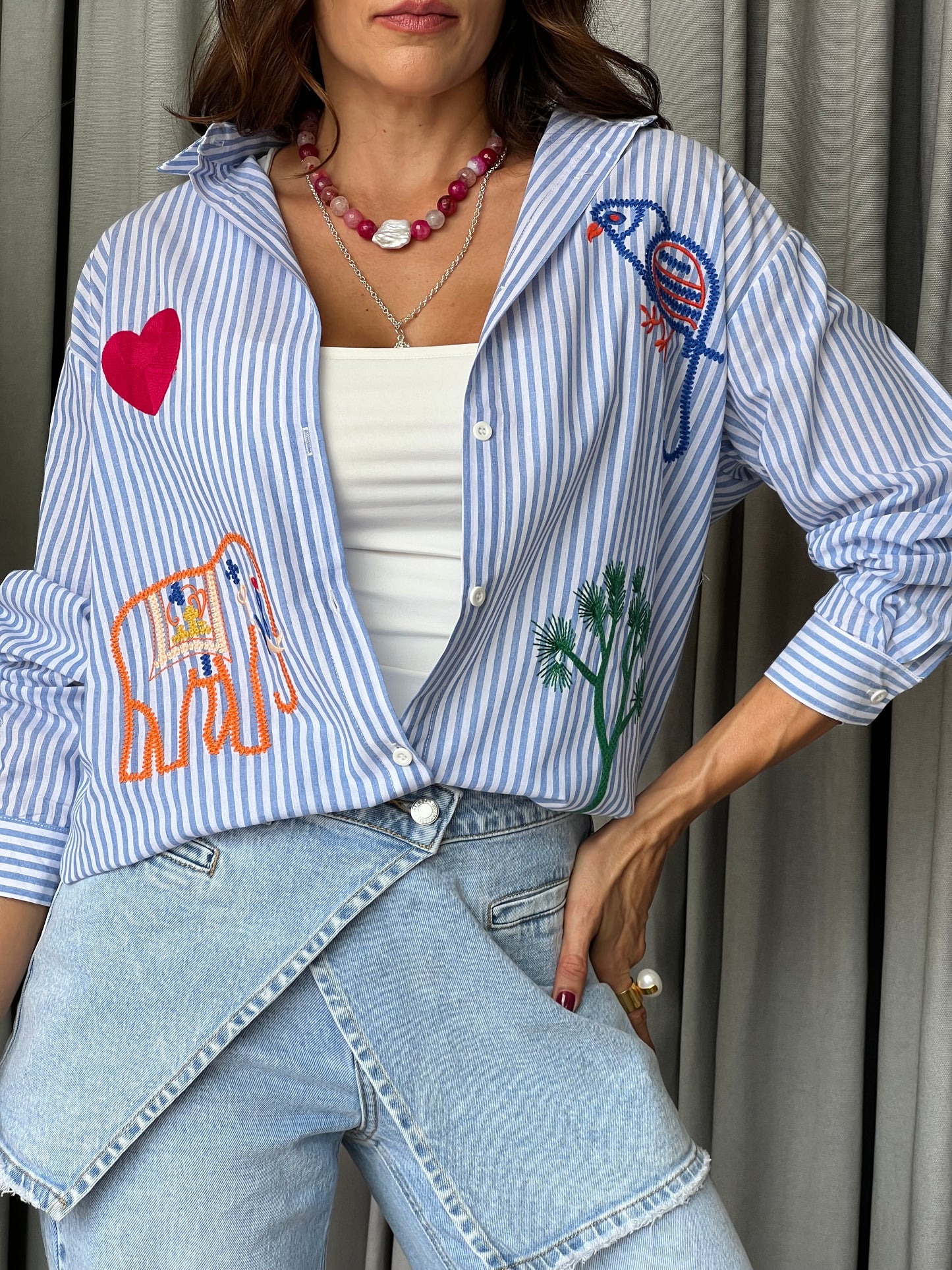 Blue stripes top